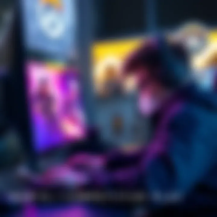 A gamer showing frustration while playing Overwatch, with a screen displaying ranked matches.
