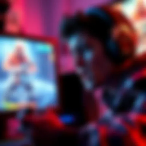 A gamer looks upset while playing a video game, with a screen showing a character's defeat.