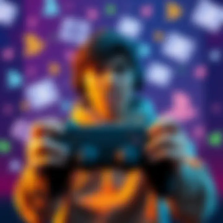 Frustrated gamer with PlayStation controller A gamer looks frustrated while holding a PlayStation controller, surrounded by digital game icons and refund symbols.