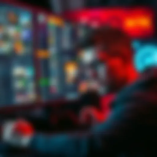 A gamer visibly frustrated while using the Quick Wheel feature on their PC, showing a cluttered screen with game items and menus