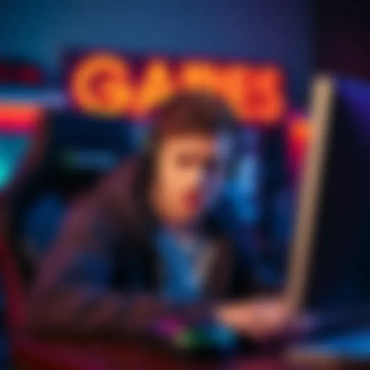 Frustrated Gamer Quits A gamer sitting in front of a computer screen, looking defeated and stressed after a long gaming session