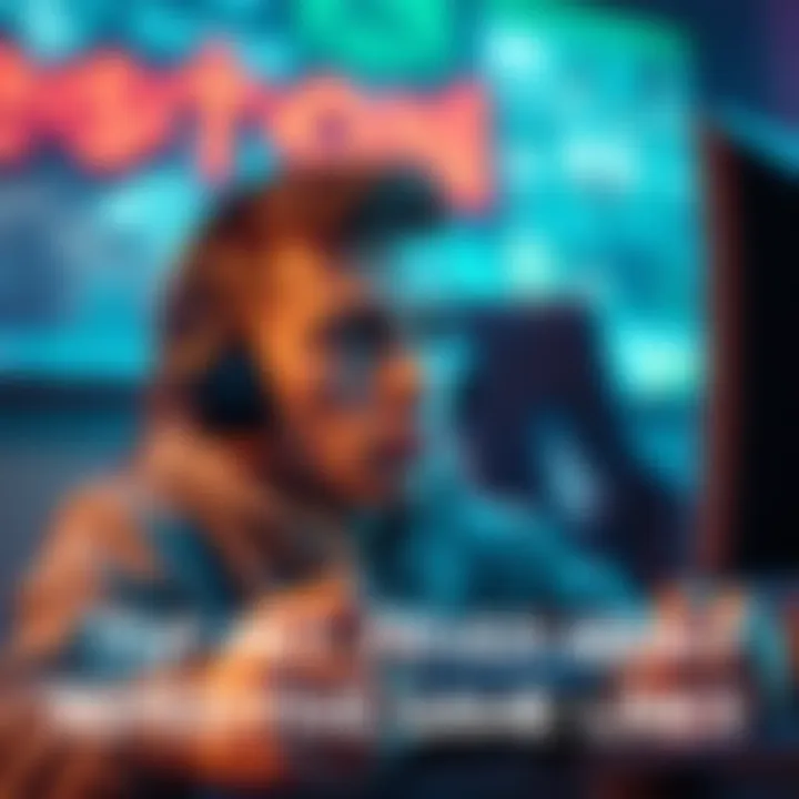 Frustrated Gamer Listening to Repetitive Voice Lines A gamer looks annoyed while playing a video game with repeating voice lines in the background