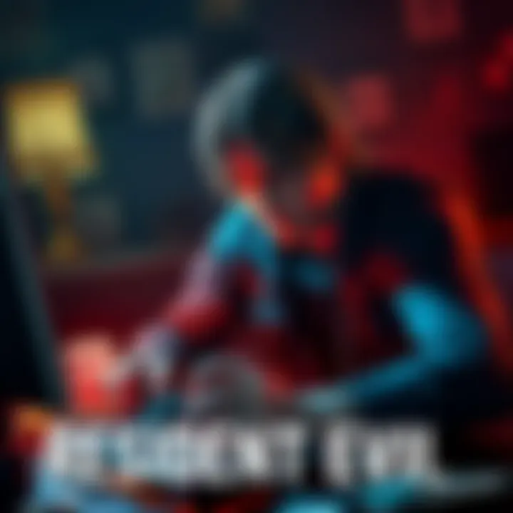 A gamer struggles with frustrating gameplay in Resident Evil, surrounded by confusing inventory items and challenging puzzles.