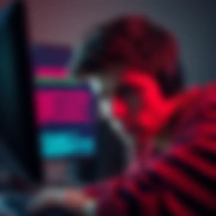 A gamer showing frustration while staring at a computer screen with error messages and bugs in a game update.