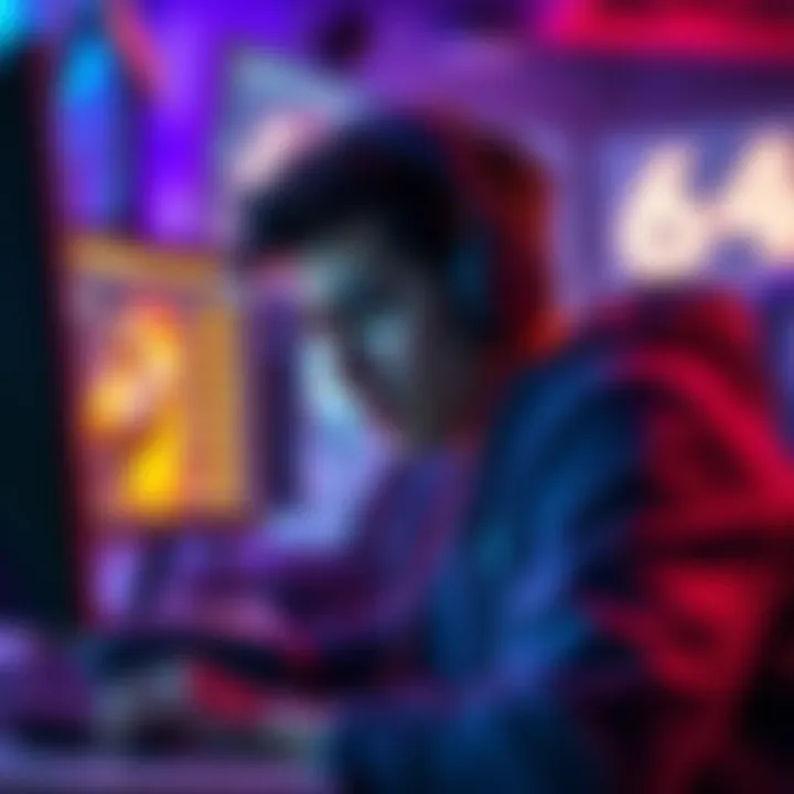 A gamer showing frustration while playing Solo Q in a competitive game, with a computer screen displaying rankings and a tense atmosphere.