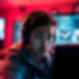 A gamer looking frustrated while staring at a computer screen showing Steam update progress bar