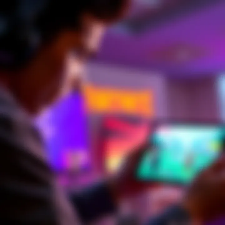 A player shows frustration while looking at their tablet displaying Fortnite Mobile gameplay capped at 30 fps