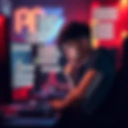 A gamer shows frustration at a computer while playing a ranked match, surrounded by team chat messages expressing annoyance.