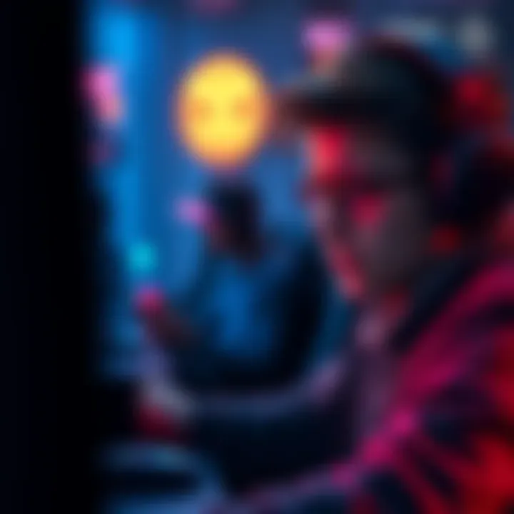 Frustrated gamer facing online toxicity A player looks upset while playing a video game, with chat messages showing negative comments from teammates.