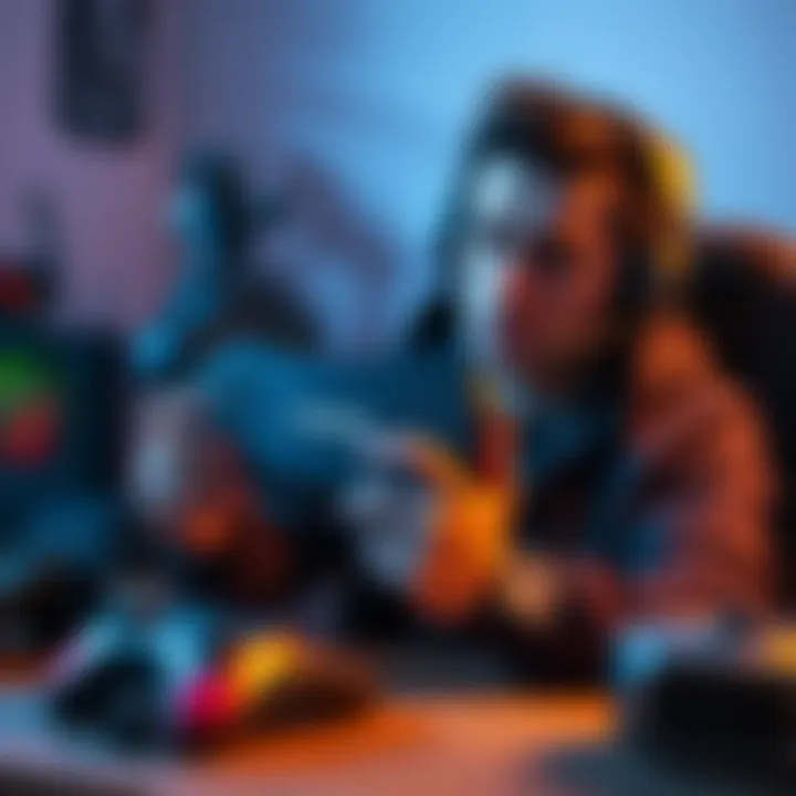 A gamer looking unhappy while holding a Traxus sponsored kit, surrounded by other gaming gear to show alternatives