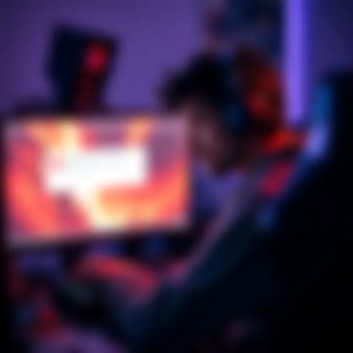 A casual gamer looks frustrated while staring at their computer screen, showing an error message about account requirements. The gaming setup includes a headset and gaming chair.