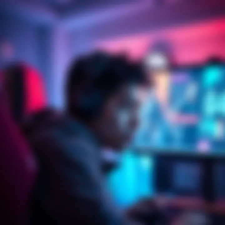 Frustrated Gamer Waiting A gamer looking frustrated while waiting for a matchmaking game, staring at a loading screen on their monitor