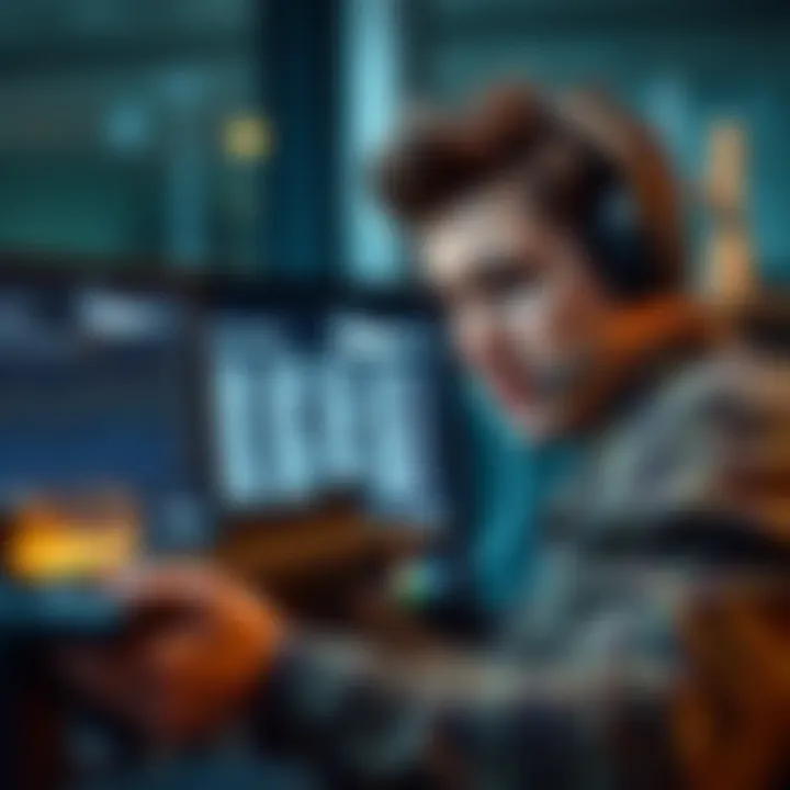 A gamer showing frustration while analyzing weapon stats on a screen, highlighting fixed parts of guns.