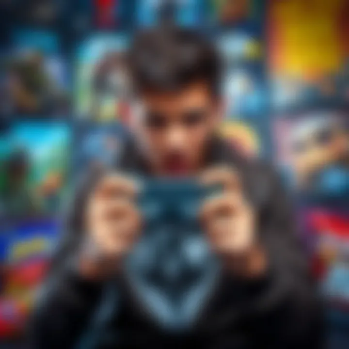 A gamer showing frustration while holding a video game controller, surrounded by game posters and snacks