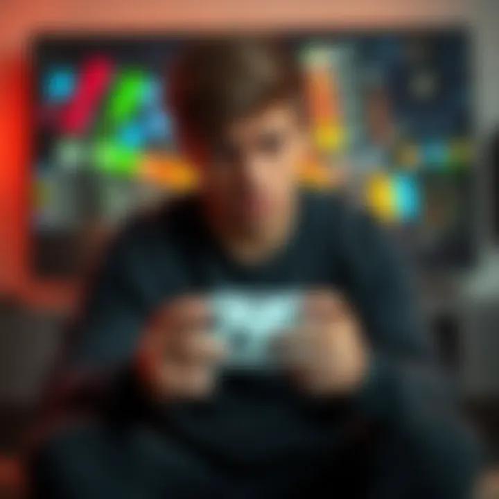 Frustrated gamer with Xbox controller A frustrated gamer sitting in front of a TV, holding an Xbox controller, showing signs of disappointment with the game.