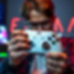 A gamer showing frustration while holding an Xbox controller with highlighted buttons A and X.