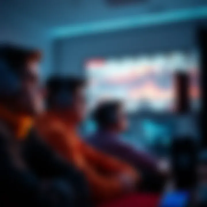 A group of gamers frustrated while playing a video game, showing error messages on screen