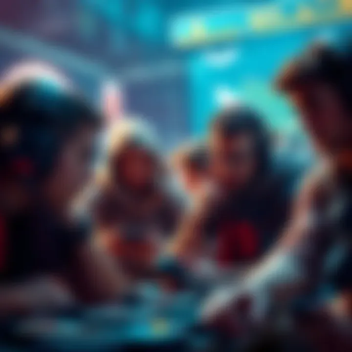 Frustrated gamers in action Group of players experiencing frustration during fast-paced gameplay, struggling with looting and quick reactions.