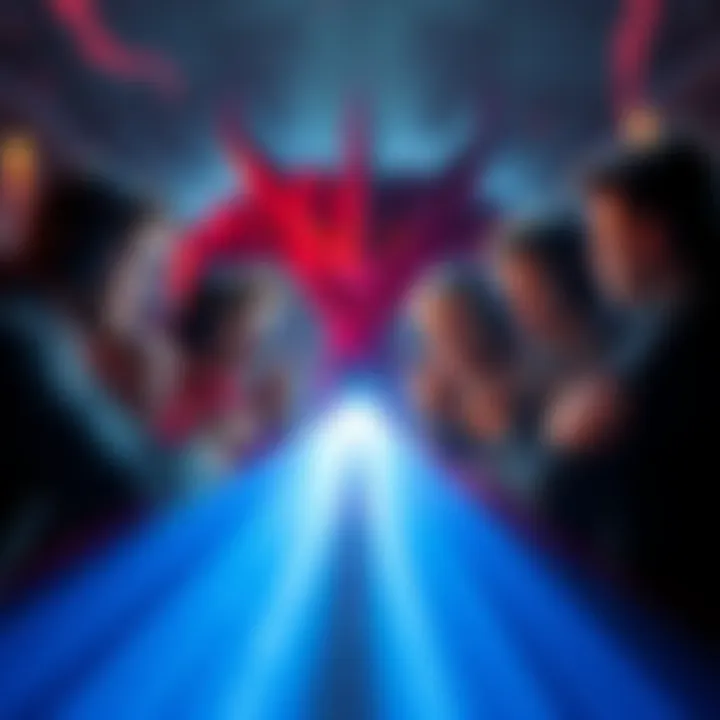 Group of gamers expressing anger over a difficult boss fight and light beams in a popular video game