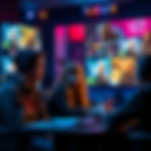 A group of gamers chatting online, expressing frustration about friends not engaging in games, showing gaming profiles in the background.