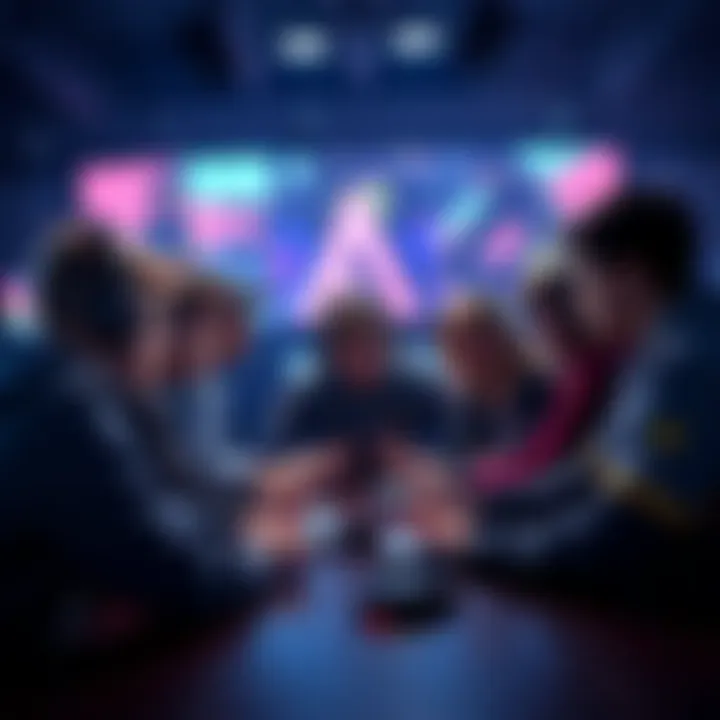 A group of gamers expressing concerns about team setups during a meeting