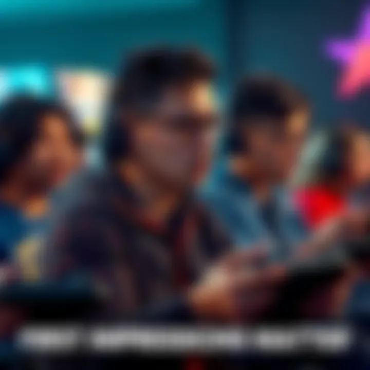 A group of gamers looking disappointed while playing on their consoles, showing frustration over technical problems in the latest game launch