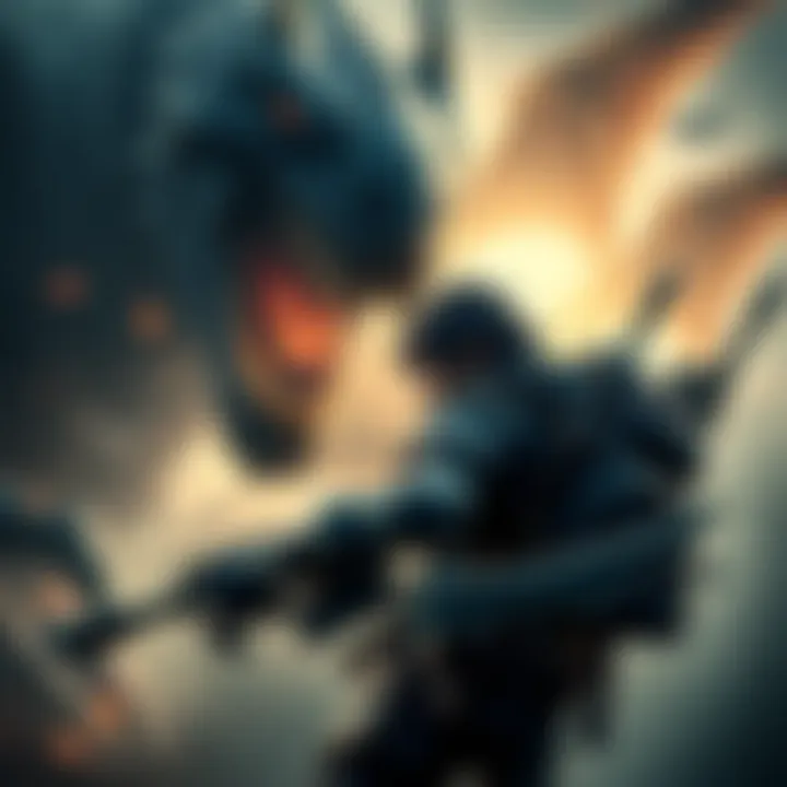 A new hunter struggles during a chaotic battle against a large monster in Monster Hunter, showing signs of frustration and determination