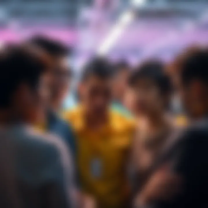 A group of people expressing frustration while looking at a screen displaying unavailable color options.