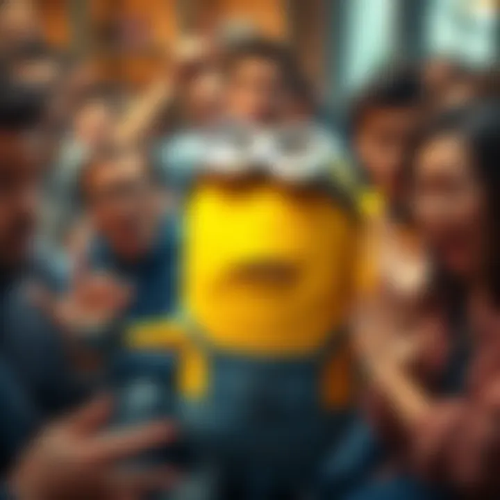 A group of people showing frustration and annoyance while interacting with a Minion character, expressing their feelings through gestures and facial expressions.