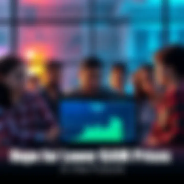 Group of people talking about high RAM prices with a laptop showing upward price trends