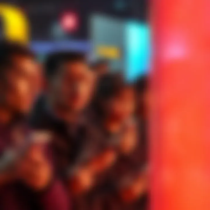 A group of people expressing frustration while using thermal devices in a crowded setting.