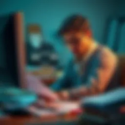 A person sitting at a desk with a stressed expression, surrounded by papers and a computer, symbolizing hard work leading to disappointment
