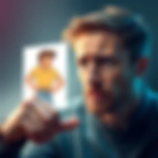 A person with a disappointed expression looking at an illustration of a poorly designed character, emphasizing public disdain.