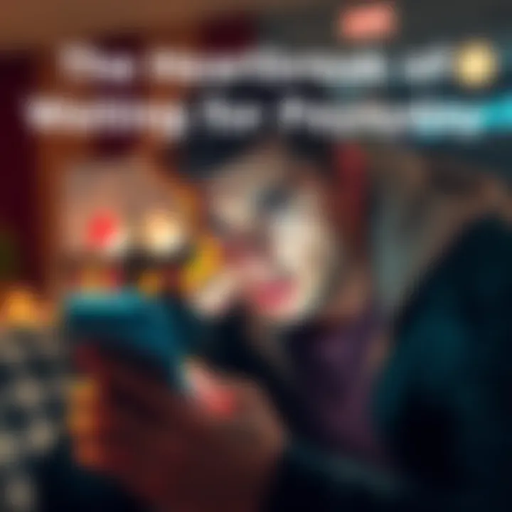 Frustrated person checking bank account A person looking stressed while checking their bank account balance on a phone, showing frustration about waiting for payday.