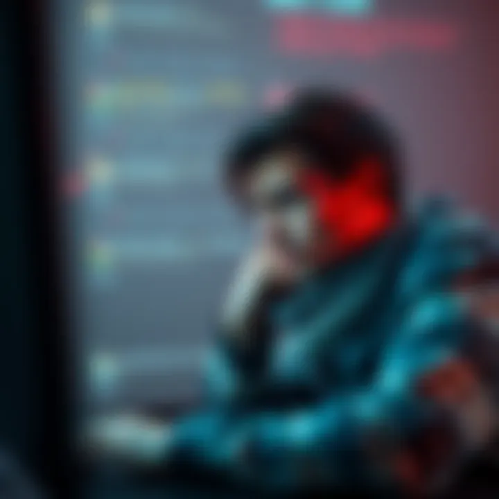 Individual showing frustration while looking at a computer screen, symbolizing unjust bans on forums and user boards.