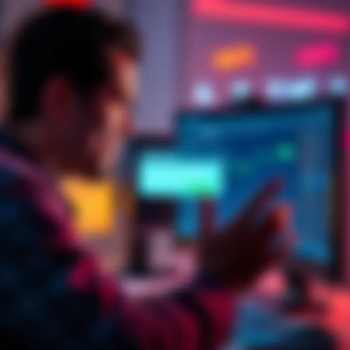 A frustrated person looking at a computer screen with a pop-up message about redeeming points.