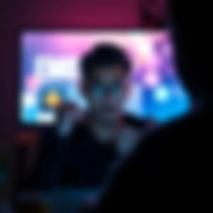 Frustrated person looking at a screen A person showing frustration while looking at a computer screen displaying an emote for purchase