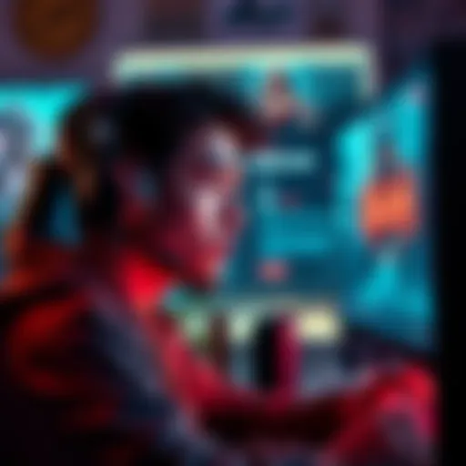 A gamer looking frustrated while staring at a computer screen displaying a game with a ban notification