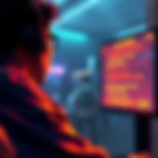 A gamer showing frustration while waiting in a long matchmaking queue for Arc Raiders, with a glowing screen displaying matchmaking issues and error messages