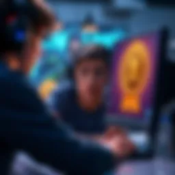 A gamer looking disappointed while playing on a computer, showing a Bronze rank medal on the screen