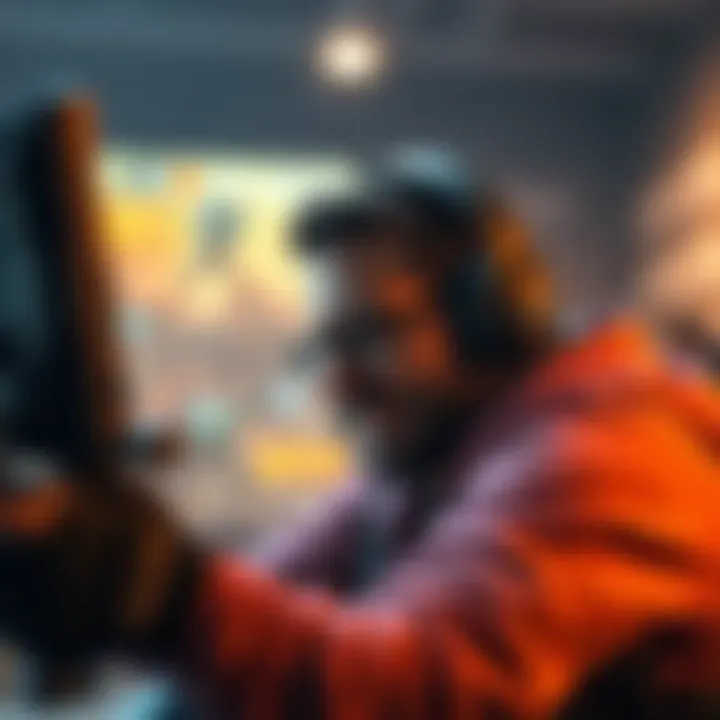 A gamer shows frustration while playing a shooter game, highlighting spawn sniping issues, with a focus on the game screen and character in action.