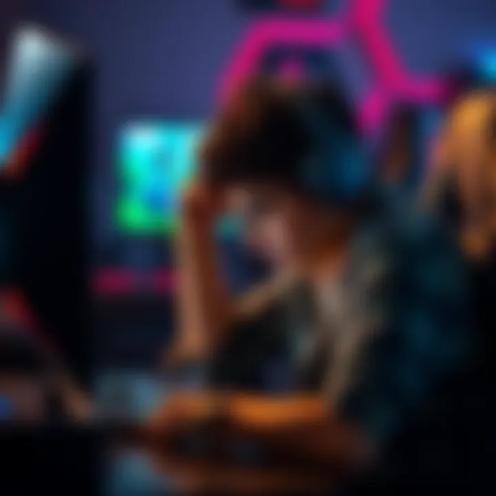 A person sitting at a gaming setup showing frustration over game controls not responding as expected.