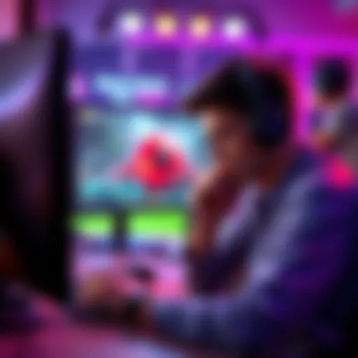 Frustrated player in a gaming setup A player showing frustration at a computer screen where Misriah shots are missing their target