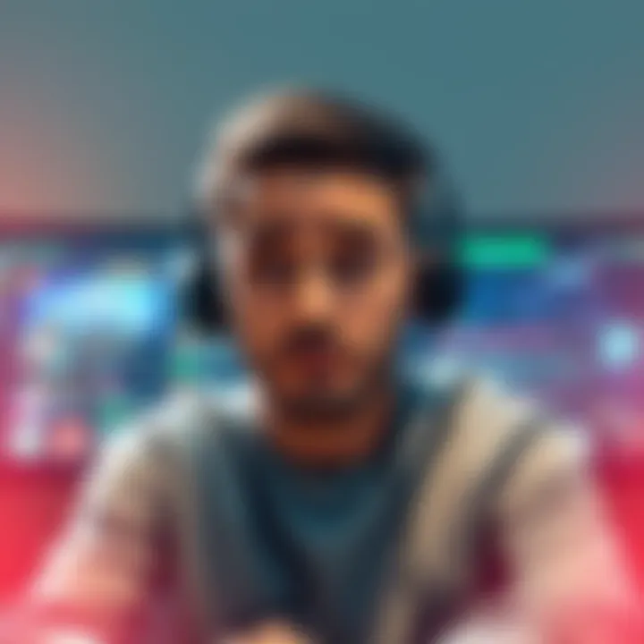 A player with a disappointed expression sitting in front of a computer, showing frustration with a game interface on the screen, reflecting struggles in ranking past level 90.