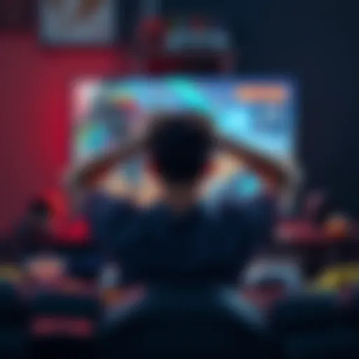 Frustrated Player with Mechs A player sitting in front of a screen showing a mech game, looking frustrated with their hands on their head, surrounded by snacks and game controllers.