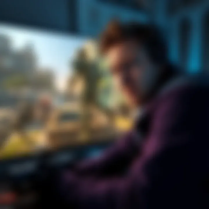 Player frustrated with movement mechanics A gamer looking at a screen, showing clunky character movement in a new game, with a disappointed expression