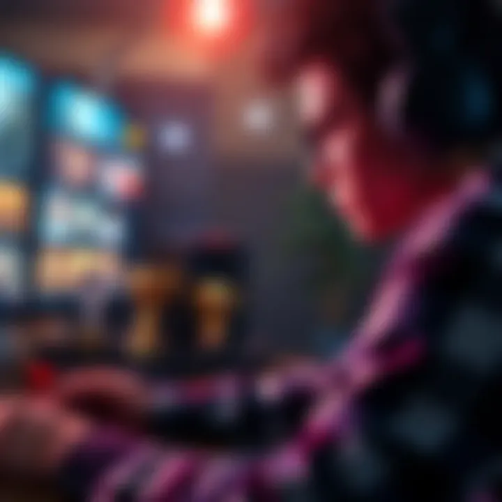 A gamer looking disappointed at their screen with unfinished trophies on display
