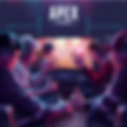 Group of gamers showing frustration over ranked matches in Apex Legends, with a computer screen displaying the game