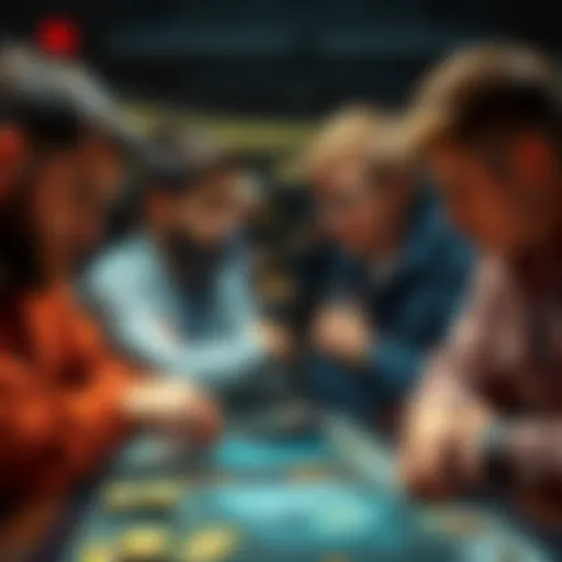 A group of players frowning while looking at a game board, showing their disappointment over recent game features