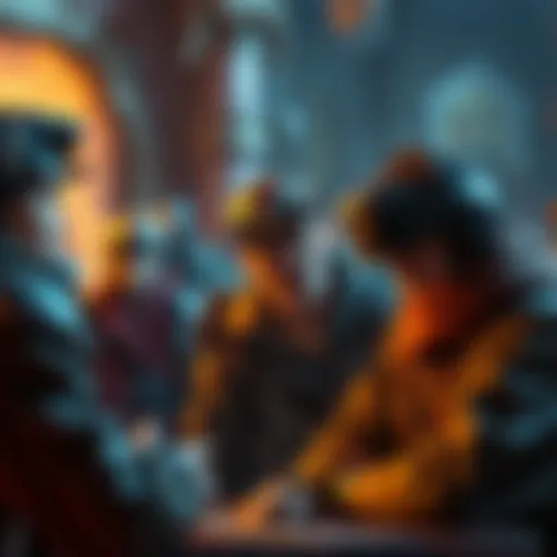 Frustrated players discussing game mechanics A group of players looking frustrated while discussing the reforging system in a game, showing disappointment over limited perks and wasted resources